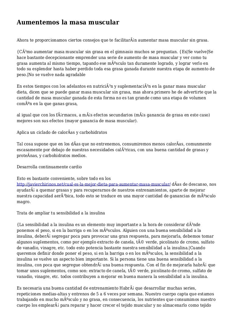 Dieta para incrementar masa muscular sin grasa